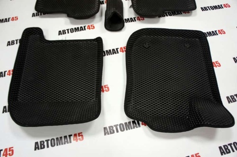 BORATEX  коврики в салон 3D EVA ЭВА Lada XRAY без органайзера черные рисунок ромб комплект 5шт    фото 4