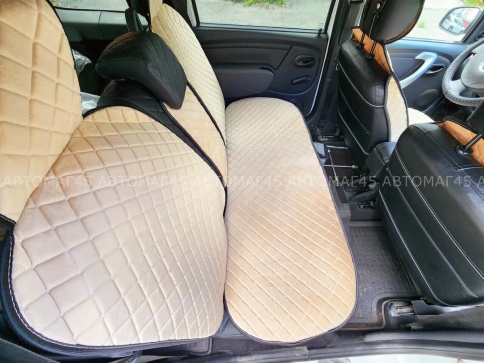 Гелакси  Накидки на сиденье на силиконе велюр задний ряд бежевые 3шт  фото 8