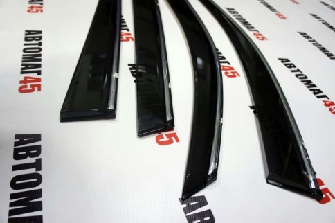 Дефлекторы окон Volkswagen Touareg Фольцваген Туарег 2010-2018г 2 пок хром молдинг комплект 4шт    фото 4