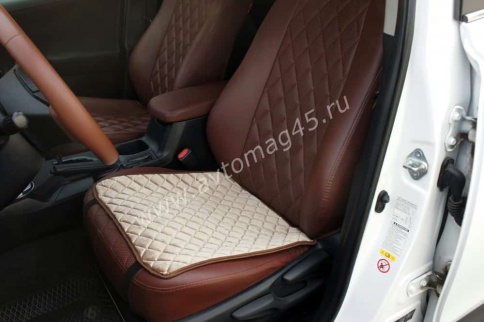 888-2  Накидка на сиденье на силиконе велюр бежевый 45 x 45см 1шт    фото 1