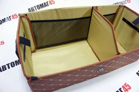 C2R Органайзер  багажника кофр экокожа коричневый с бежевой ниткой 50 x 30 x 30см MAXIMAL Middle    фото 2