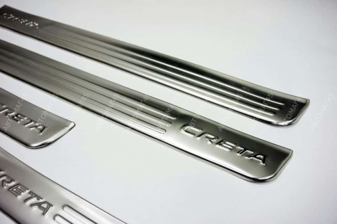 Накладки на внутр пороги Hyundai Creta 1 Хендай Крета 2015-2021г хром 4шт фото 2