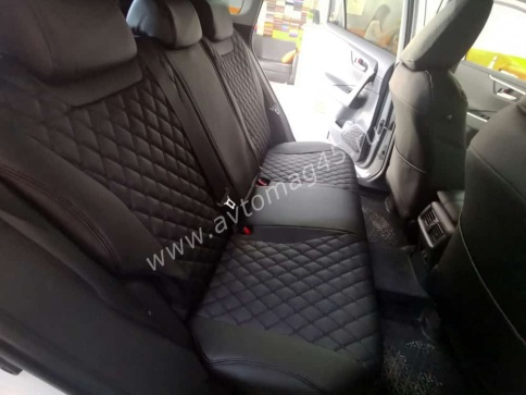 Авточехлы  Toyota RAV4 Тойота Рав4 2018-2025г XA50 экокожа черный модель Байрон    фото 3