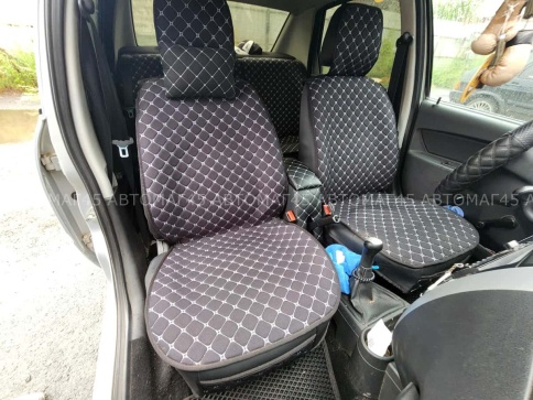 Чехлы  накидки на сиденье лен 2Д черный белая нитка комплект 5шт    фото 5