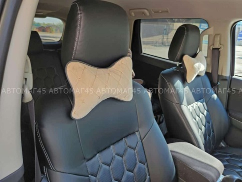 Maximal Подушка косточка под шею велюр бежевая с бежевой ниткой 26х19см 1шт    фото 4