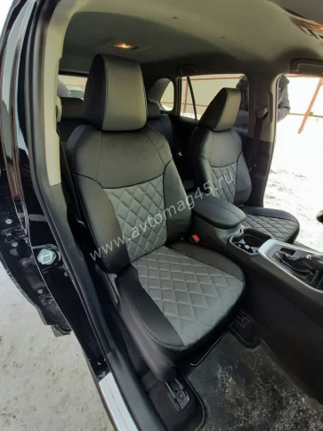 Авточехлы  Toyota RAV4 Тойота Рав4 2018-2025г XA50 экокожа черно-серый ромб    фото 1
