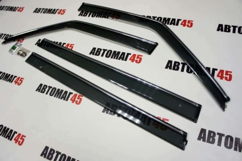 Дефлекторы окон Skoda Fabia Шкода Фабиа 2007-2015г 2 поколение хром молдинг комплект 4шт    фото 5