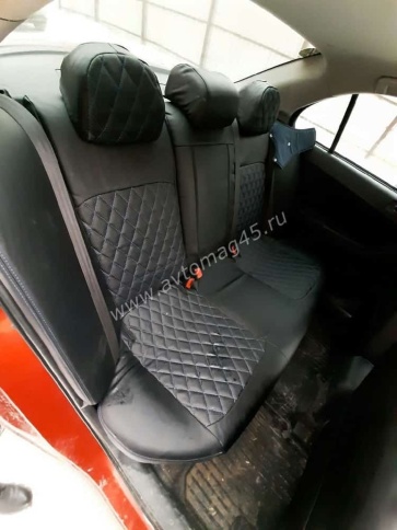 Авточехлы  Mitsubishi Lancer 10 Мицубиси Лансер 10 2007-2011г экокожа черно-серая ромб    фото 8