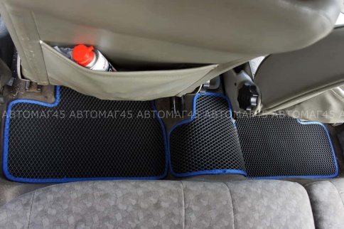 EVA ЭВА  коврики в салон Лада Kalina Granta Datsun On-do Mi-do черные синий кант рис ромб компл 5шт фото 5