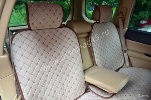 Чехлы  накидки на сиденье лен 2Д бежевый комплект 5шт фото 4