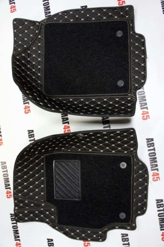 Ковры  5D экокожа Toyota Camry V40/V45 2006-2011г черный с бежевой ниткой+ворс компл Like АКЦИЯ! фото 10