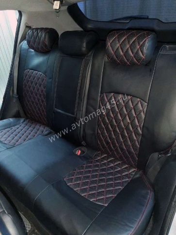 Авточехлы  Kia Sportage Киа Спортаж 2010-2016г Hyundai ix35 9-15г экокожа черная серая нить ромб    фото 5