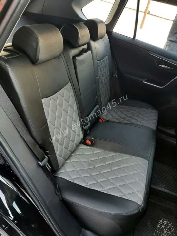 Авточехлы  Toyota RAV4 Тойота Рав4 2018-2025г XA50 экокожа черно-серый ромб    фото 3