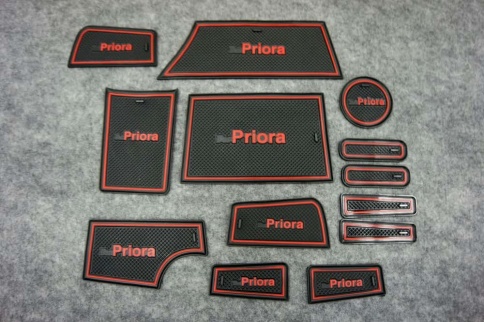 Коврики в ниши Лада Lada Приора Priora 2 красные буквы 13пр. фото 1