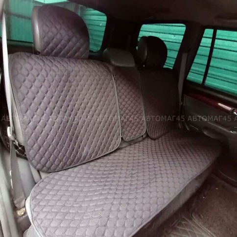 Чехлы  накидки на сиденье лен 2Д/велюр черный черная нитка комплект 5шт    фото 2