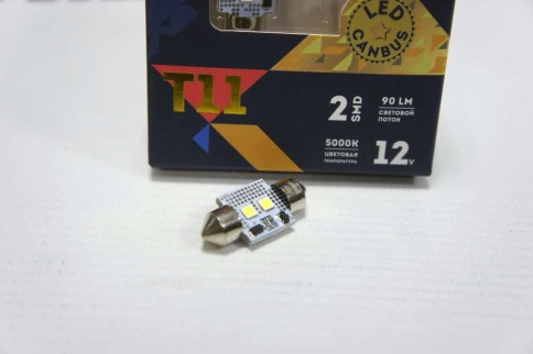 Маяк  лампа светодиодная С10W T11 31мм 2 SMD 5000K 90Lm 1 шт    фото 2
