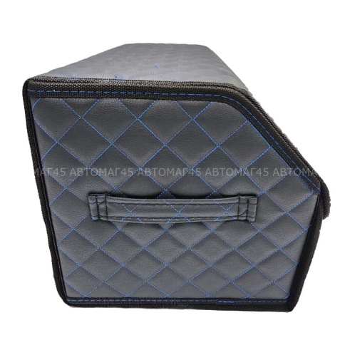 C2R Органайзер  багажника кофр экокожа черный с синей ниткой 50x30x30см  фото 3