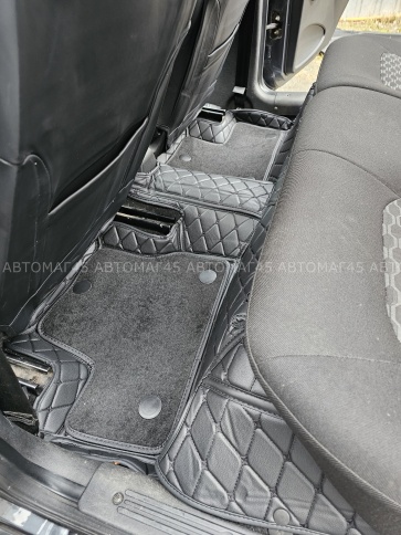 C2R Коврики 5D экокожа Лада Гранта Lada Granta 2011-2026г черный с черной ниткой+ворс комплект фото 5