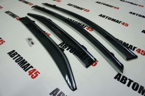 Дефлекторы окон Toyota Camry V40 Тойота Камри V40 2006-2011г с хромом комплект 4шт    фото 3