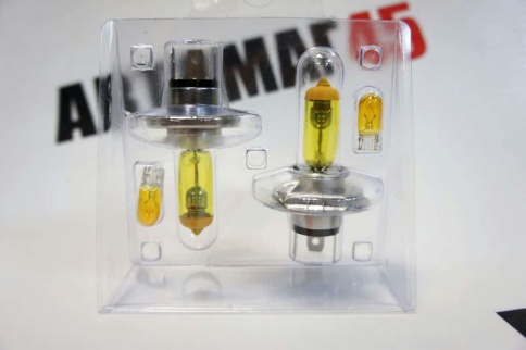 SVS  лампа H4 Yellow 12V 55W 3000K 2шт    фото 4