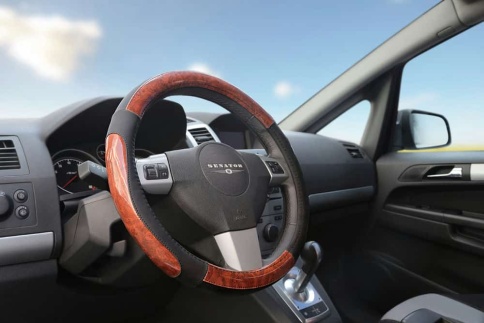 Senator  оплетка руля M кожа черная вставка под дерево    фото 3