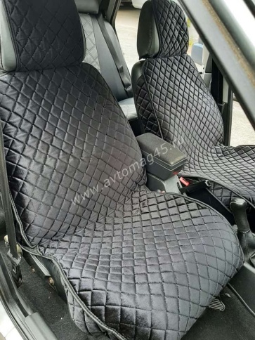 Гелакси  Накидки на сиденье универсальные велюр передние черные с боками с черной ниткой 1шт  фото 3