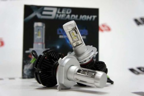 X3 чип  ZES LED 2шт H4 12В 18W 6000K 4400Lm с обманкой гарантия 1мес    фото 1