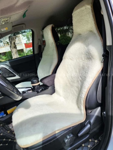 Рус Автотренд  Накидка  короткий ворс молочный на силиконе шерсть 70% Рус 145х55см 2шт    фото 8
