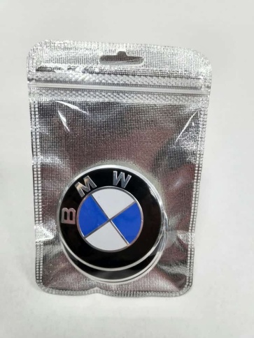 Наклейка на колпаки BMW сферическая изогнутая 5,4см 4шт черная  (226741) фото 1