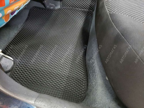 EVA ЭВА 3D коврики в салон Hyundai Accent II 1999-2012г черный рисунок ромб комплект 5шт CITY   фото 2