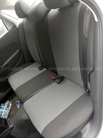 Авточехлы  Skoda Rapid с 2012г 2/3 Volkswagen Polo лифтбэк с 2020г жаккард черно-серый Ижевск    фото 6