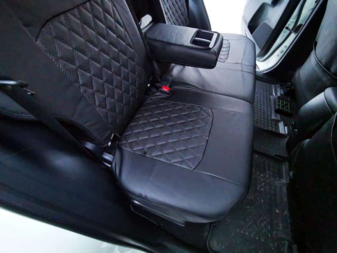Авточехлы  Toyota RAV4 Тойота Рав4 2012-2019г XA40 экокожа черная нить серая ромб    фото 4