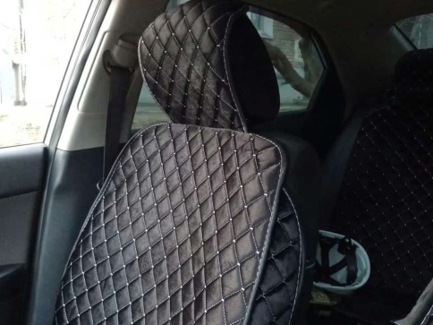 Гелакси  Накидки на сиденье универсальные велюр передние черные с боками с белой ниткой  1шт  фото 15