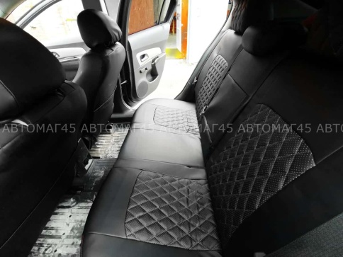 Авточехлы  Chevrolet Cruze Шевроле Круз экокожа черная серая нить ромб   фото 5