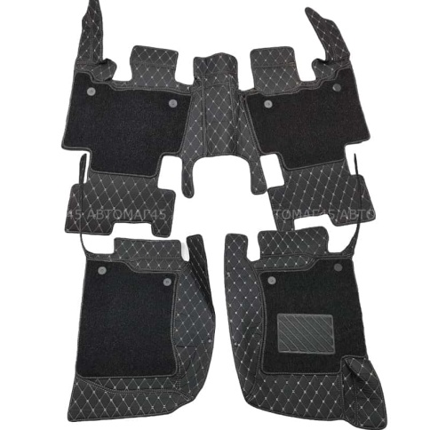 Ковры  5D экокожа Toyota Land Cruiser Prado 150 с 18г черный с бежевой ниткой+ворс комплект АКЦИЯ!  фото 3