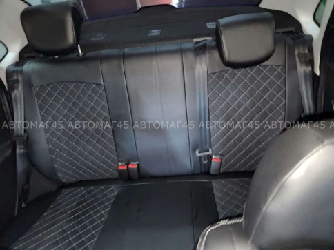 Авточехлы  Лада Granta Гранта  1/1 с 08.2018г экокожа алькантара черная с серой ниткой ромб  фото 10