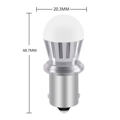 TGOR лампа светодиодная P21W T20 9SMD метал.цоколь 5500K 1400LM 12-24V одноконтактная белая 2шт   фото 2