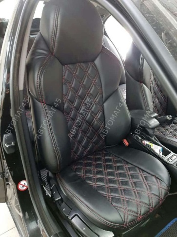 Экстрим  чехлы универсальные экокожа черный черный и красная нить ромб комплект    фото 10