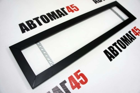 Широкая  рамка номерного знака черная без углов алюминий    фото 1