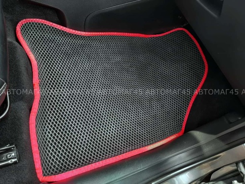 EVA ЭВА 3D коврики в салон LADA Vesta Веста черные красный кант рисунок ромб комплект 5шт    фото 4