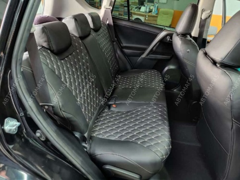 Авточехлы  Toyota RAV4 Тойота Рав4 2012-2019г XA40 экокожа черный модель Байрон    фото 12