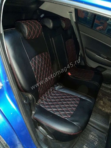 Авточехлы  Kia Sportage Киа Спортаж 2016-10.2022г 4 пок экокожа черная красная нить ромб    фото 6