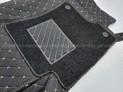 Ковры  5D экокожа Toyota Land Cruiser Prado 150 с 09-18г черный с беж.ниткой+ворс компл Like АКЦИЯ!  фото 4