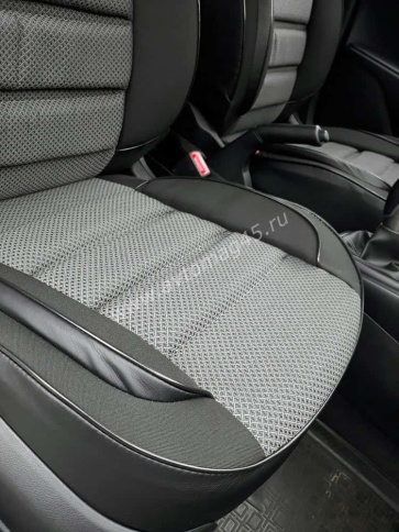 Авточехлы  Kia Rio Киа Рио 2011-2017г Hyundai Solaris 2011-2017г жаккард черно-серый Ижевск    фото 3