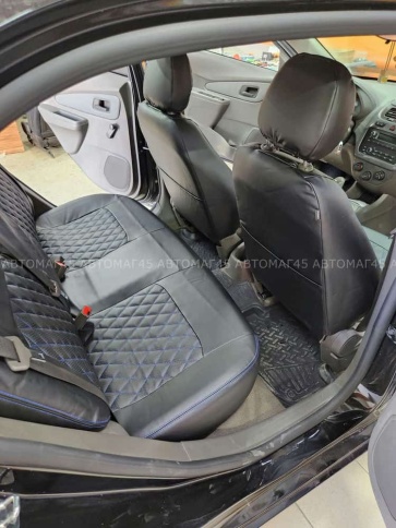 Авточехлы  Chevrolet Cobalt Кобальт 13-22г / Ravon Равон R4 16-20г экокожа черная ромб    фото 11