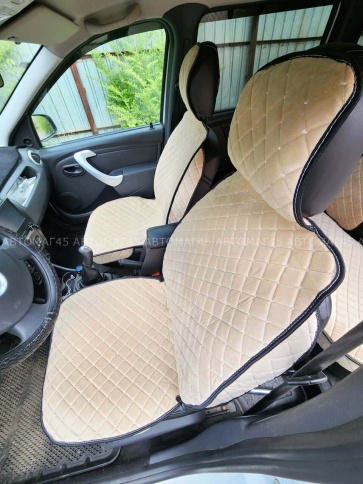 Гелакси  Накидки на сиденье на силиконе велюр бежевый 2шт    фото 6