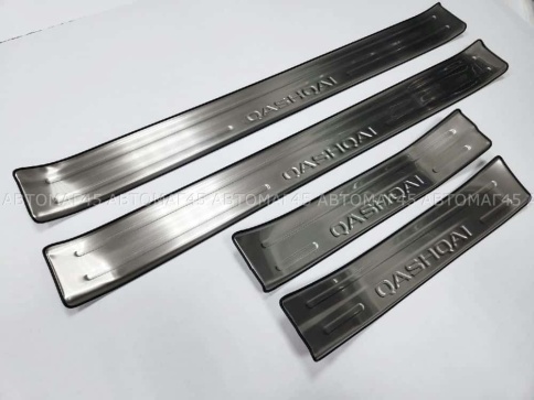 Накладки на внутр пороги Nissan Qashqai Ниссан Кашкай J11 2013-2022г широкие алюминий 4шт фото 6