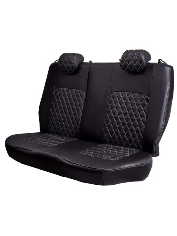 Авточехлы  Lada Largus FL Ларгус Largus Cross 5 местный 2/3 с 2021г экокожа черная нить серая ромб  фото 4