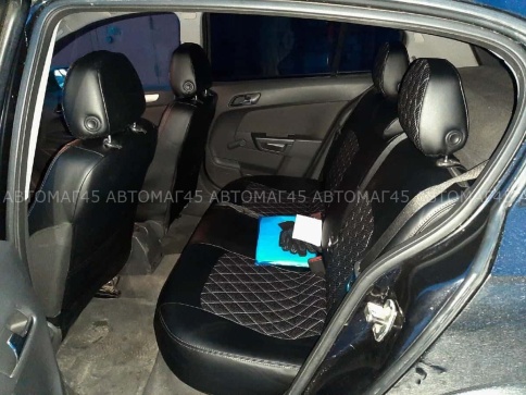 Авточехлы  Opel Astra H Опель Астра Н 2004-2011г экокожа черная красная нить ромб    фото 8