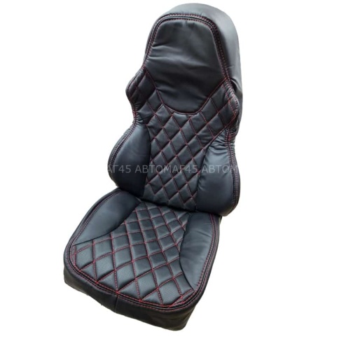 Recaro  чехлы универсальные экокожа черный красный ромб комплект    фото 1